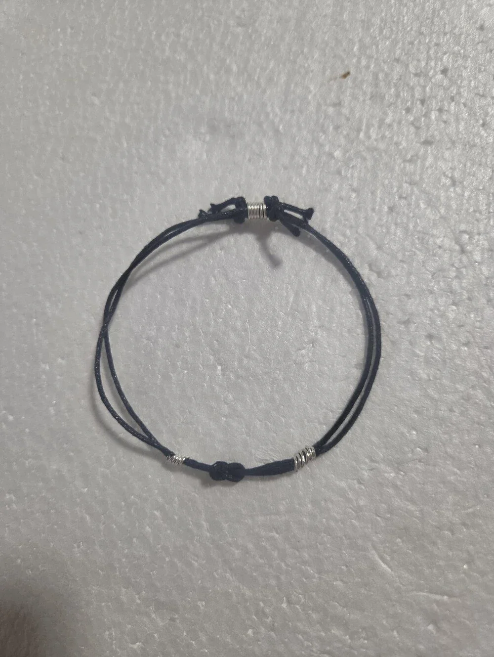 Handcrafted Black Adjustable Cord Bracelet with Silver Accents - Men Accessories